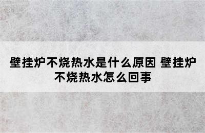 壁挂炉不烧热水是什么原因 壁挂炉不烧热水怎么回事